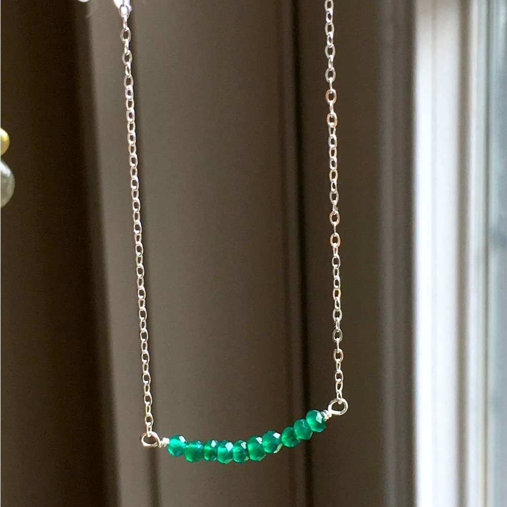 Sterling Green Onyx Bead Necklace